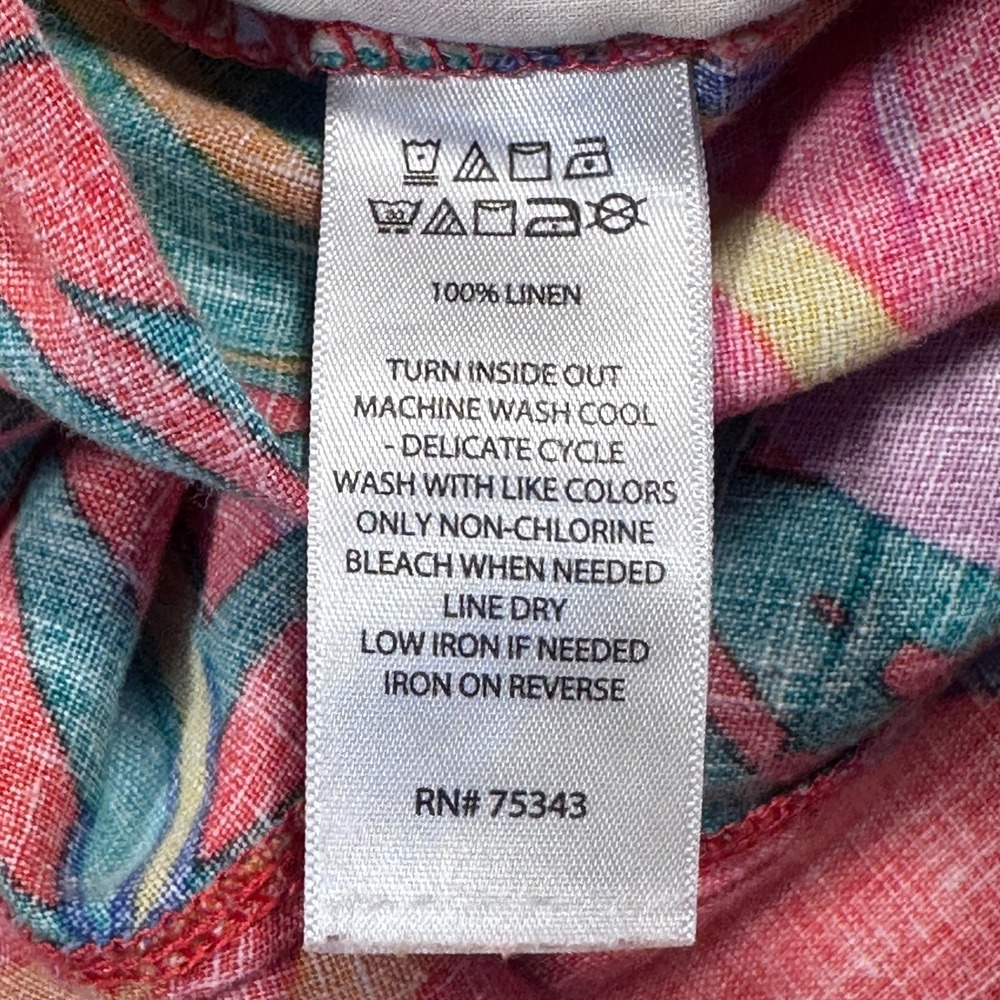 C‎ & C California 100% Linen Pants Tropical Print Wide Leg Cropped Women's L - Picture 5 of 9